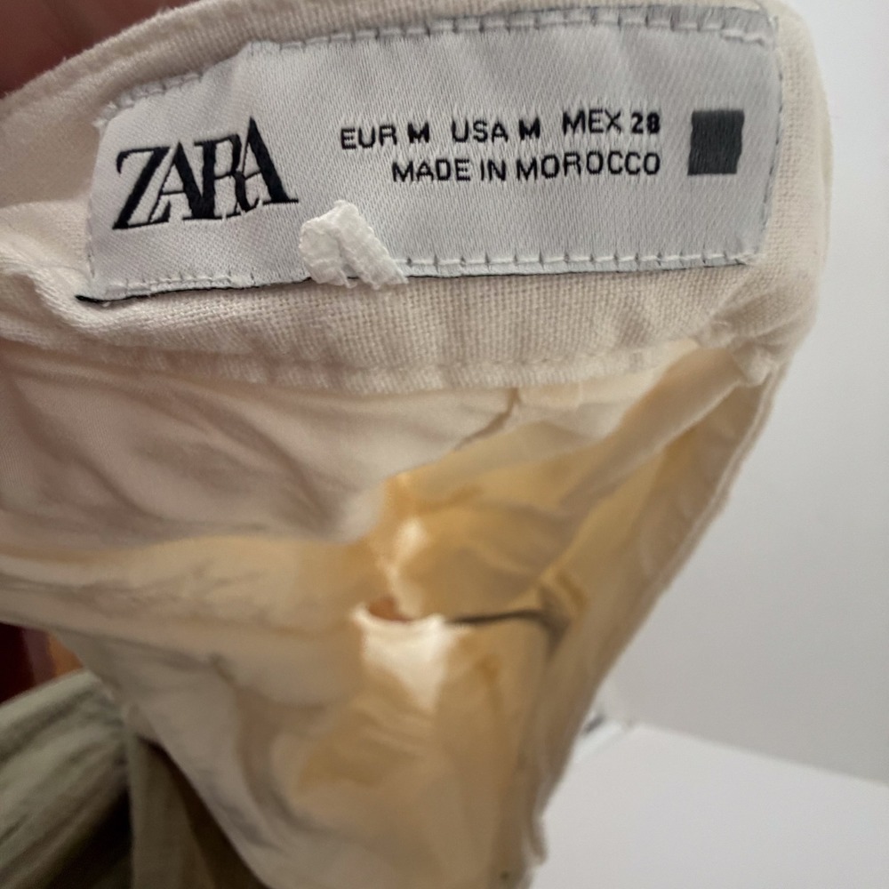 Zara Bubble Hem Micro Mini Skirt Women M Cream Linen Blend Coquette Y2K Romantic - Picture 3 of 8